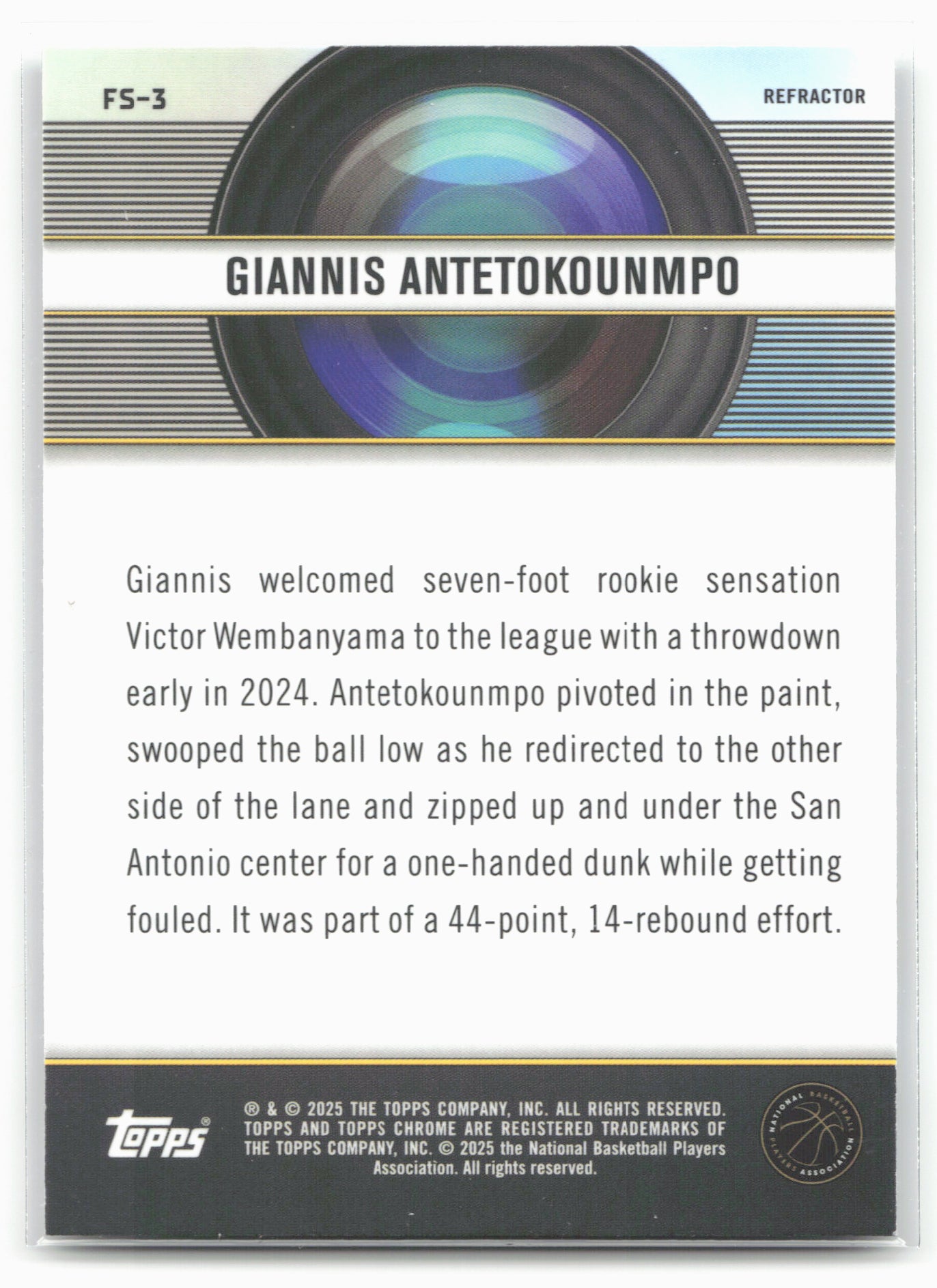 2024-25 Topps Chrome #FS-3 Giannis Antetokounmpo Film Study Refractor