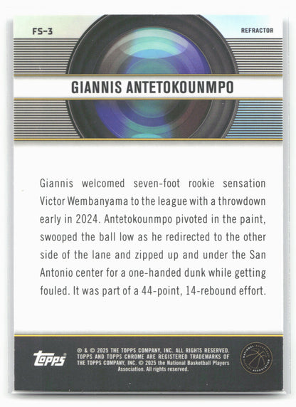 2024-25 Topps Chrome #FS-3 Giannis Antetokounmpo Film Study Refractor
