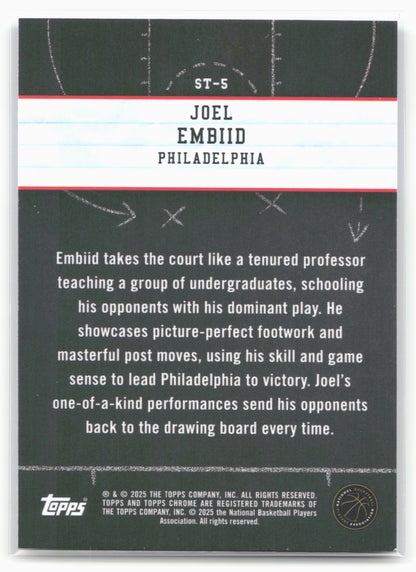 2024-25 Topps Chrome #ST-5 Joel Embiid Show and Tell Blue Basketball Refractor