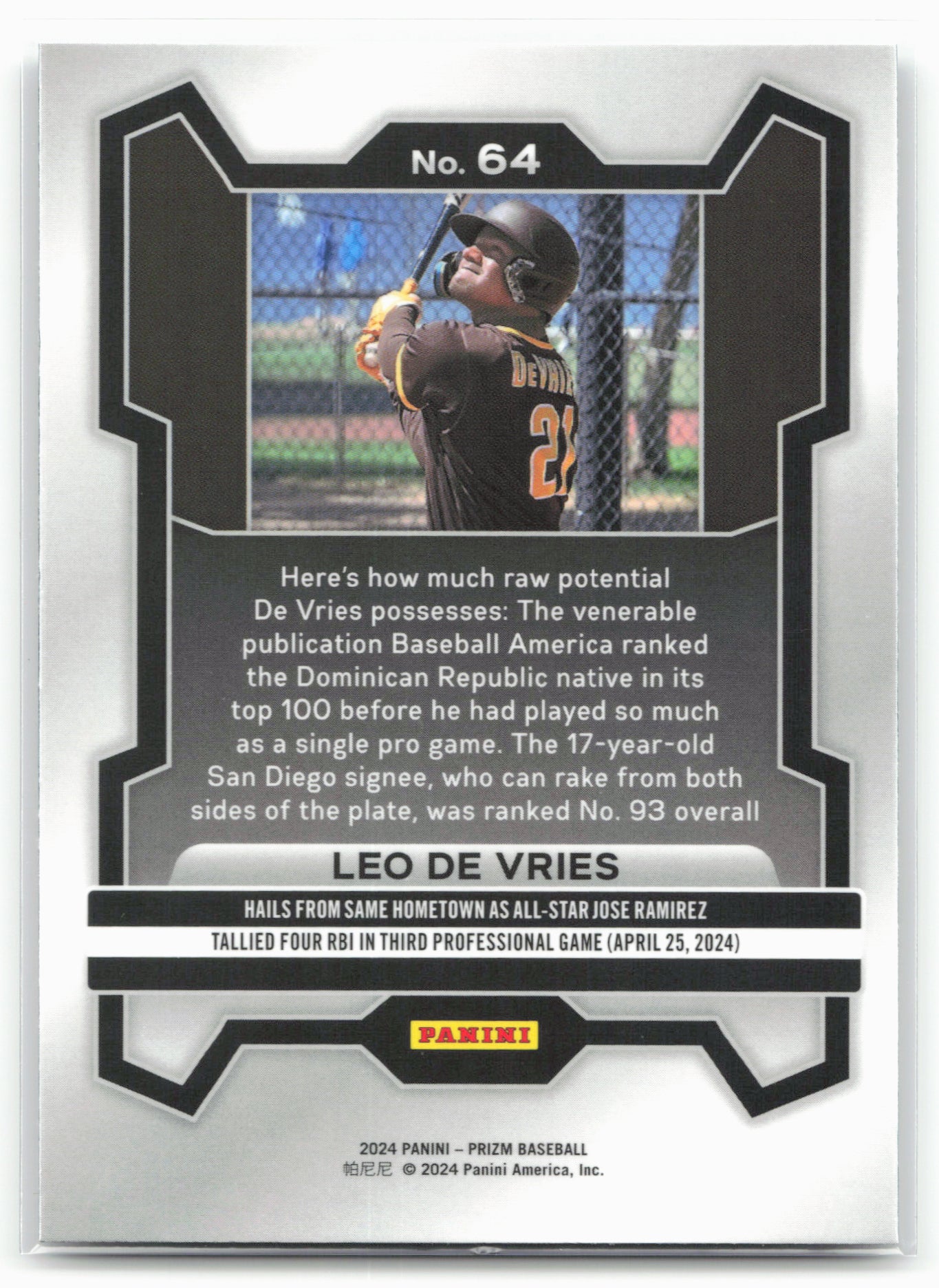 2024 Panini Prizm #64 Leo De Vries