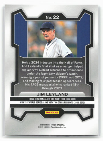 
2024 Panini Prizm #22 Jim Leyland