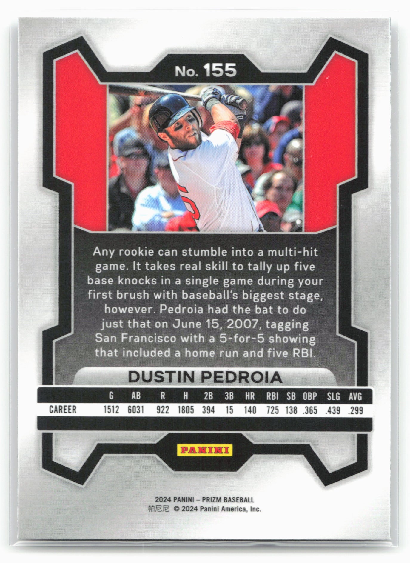 2024 Panini Prizm #155 Dustin Pedroia
