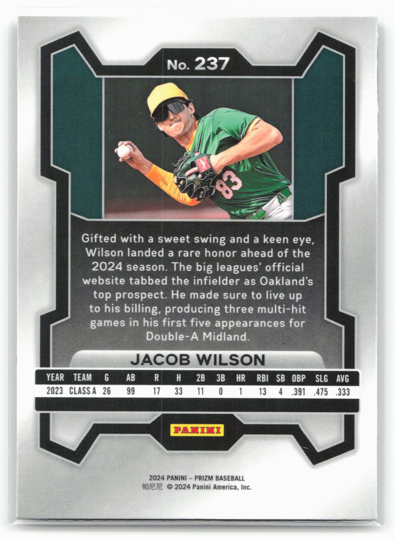 2024 Panini Prizm #237 Jacob Wilson