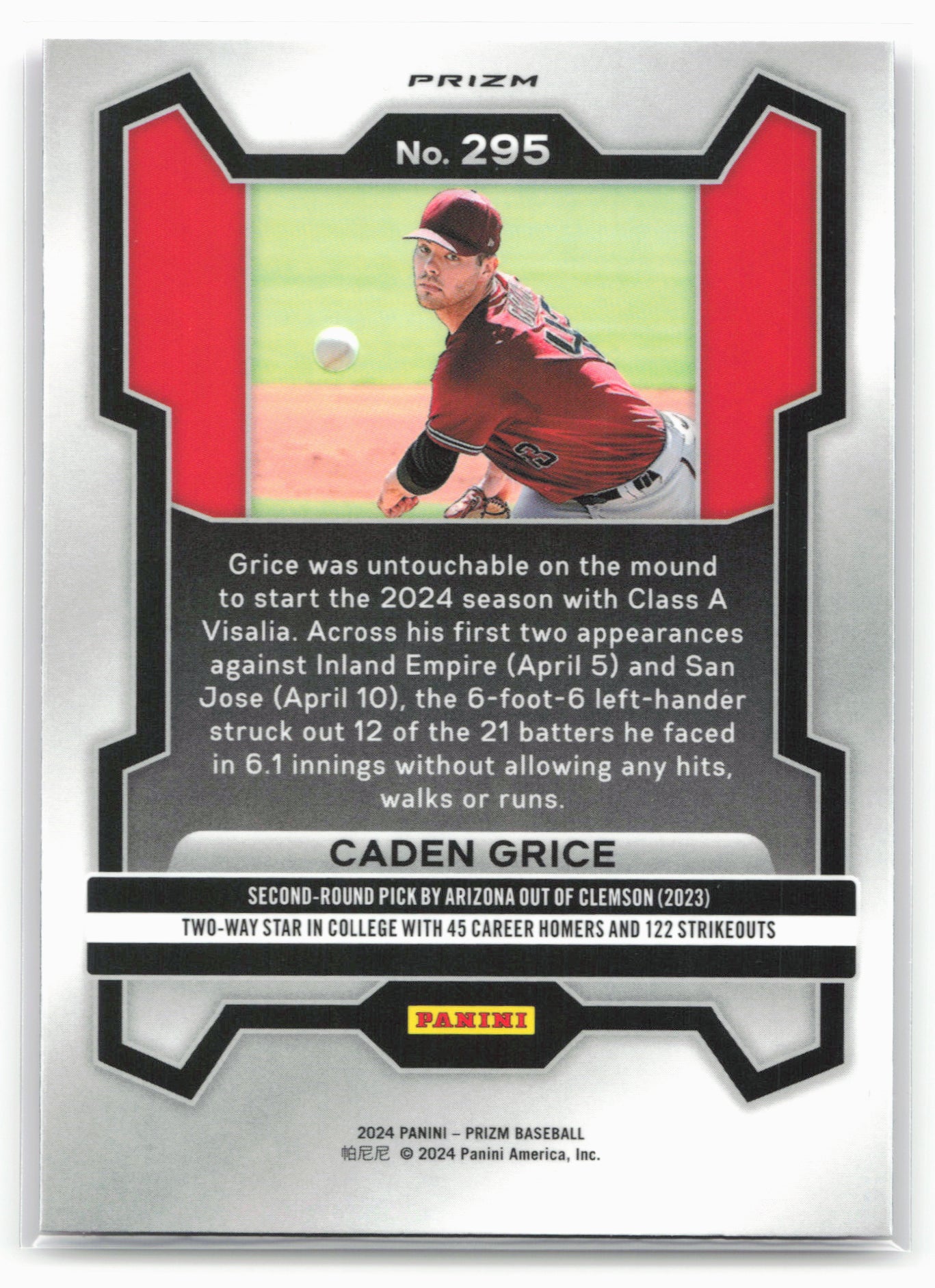 2024 Panini Prizm #295 Caden Grice Pink Ice Prizms