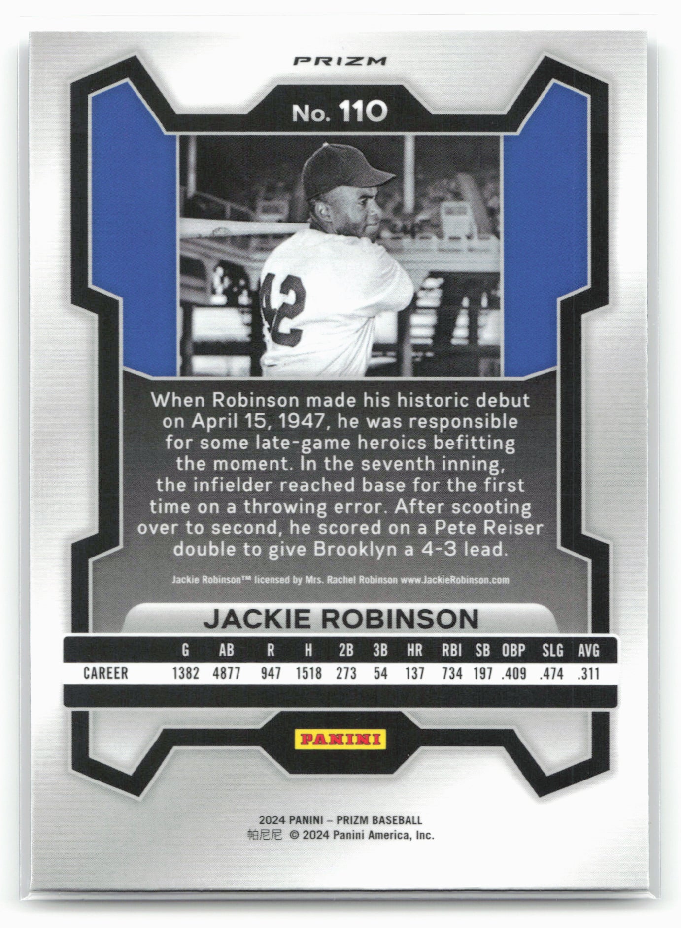 2024 Panini Prizm #110 Jackie Robinson Silver Prizms