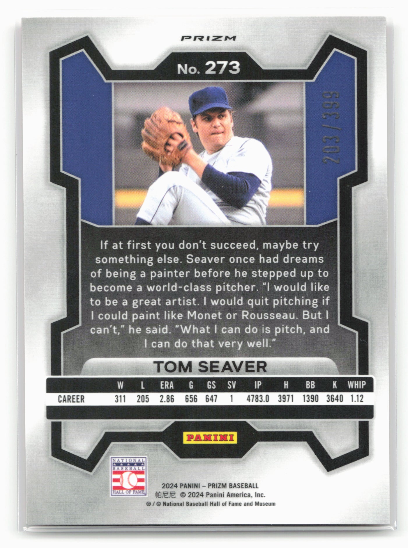 2024 Panini Prizm #273 Tom Seaver Orange Pulsar Prizms