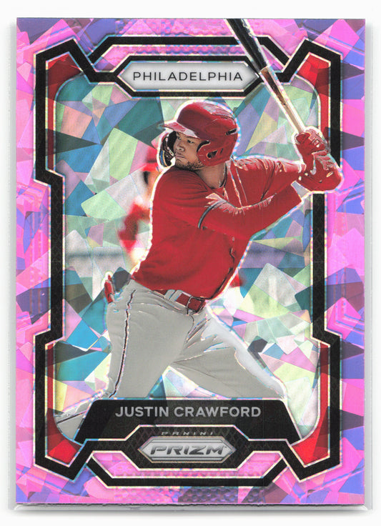2024 Panini Prizm #180 Justin Crawford Pink Ice Prizms
