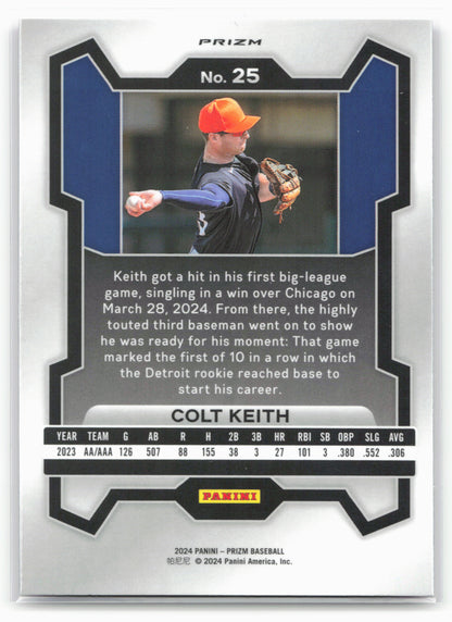 2024 Panini Prizm #25 Colt Keith Pink Ice Prizms