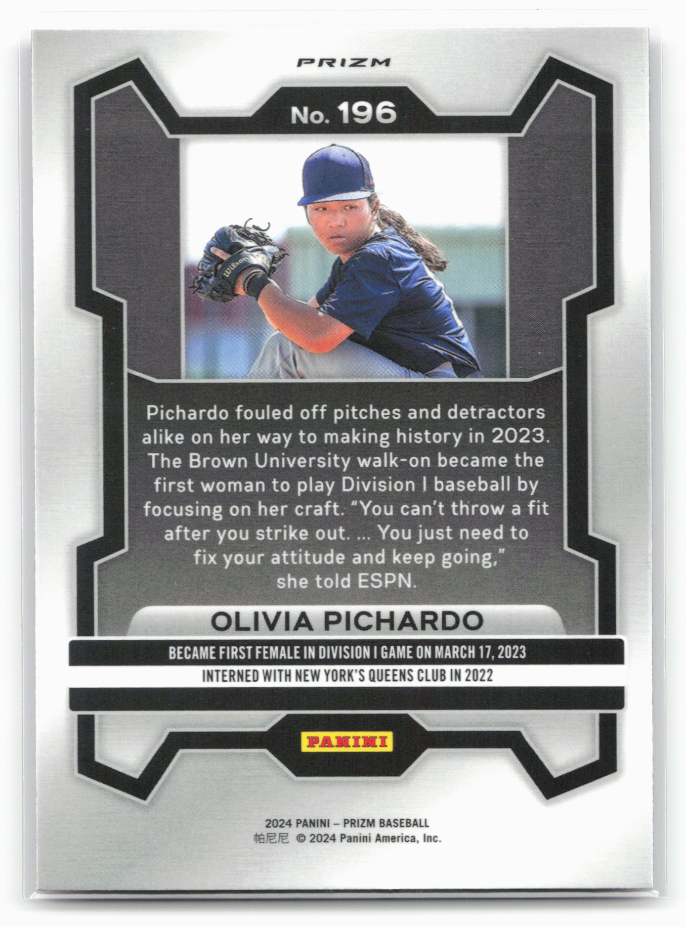 2024 Panini Prizm #196 Olivia Pichardo Pink Ice Prizms