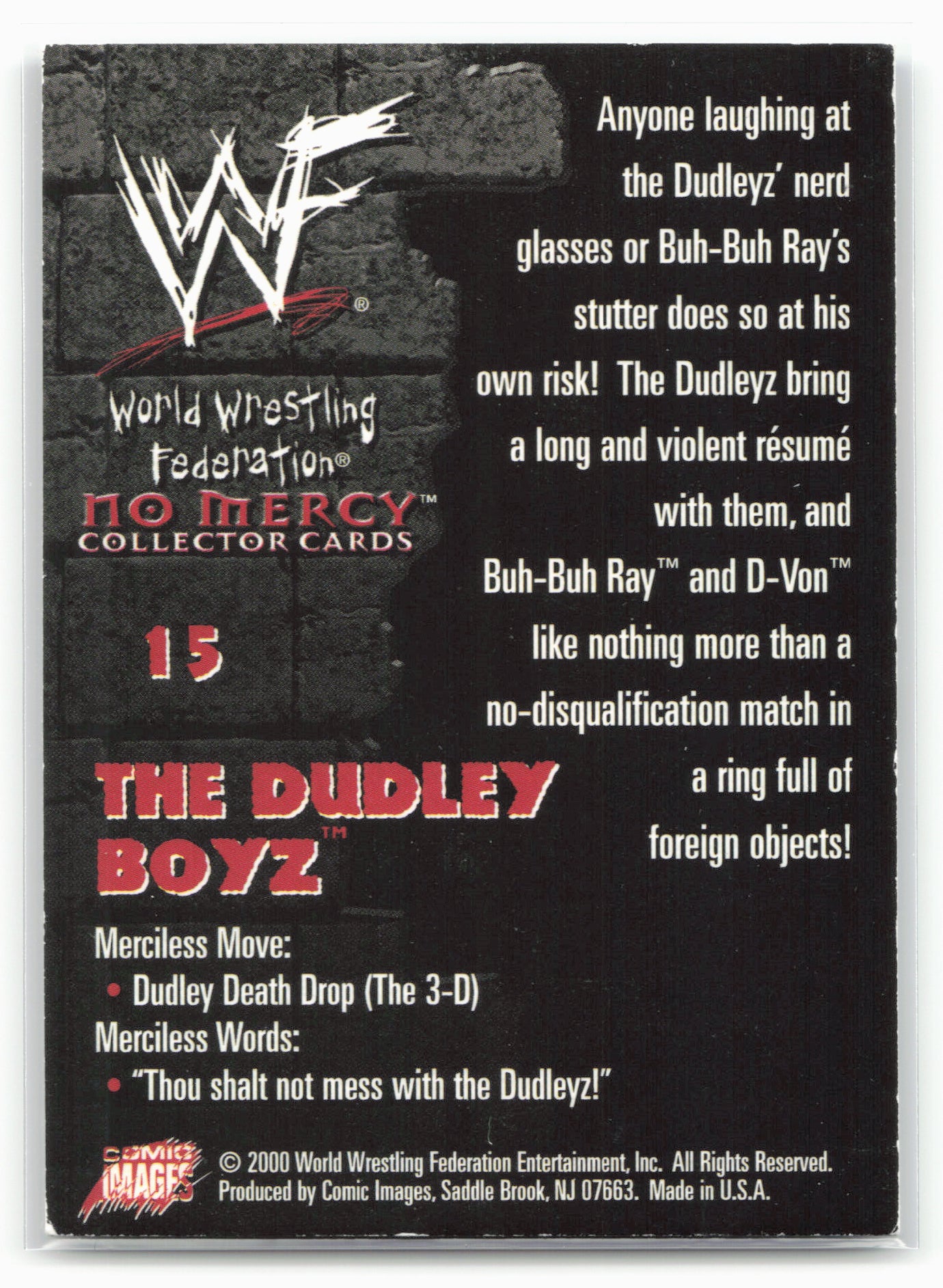 2000 Comic Images WWF No Mercy #15 The Dudley Boyz