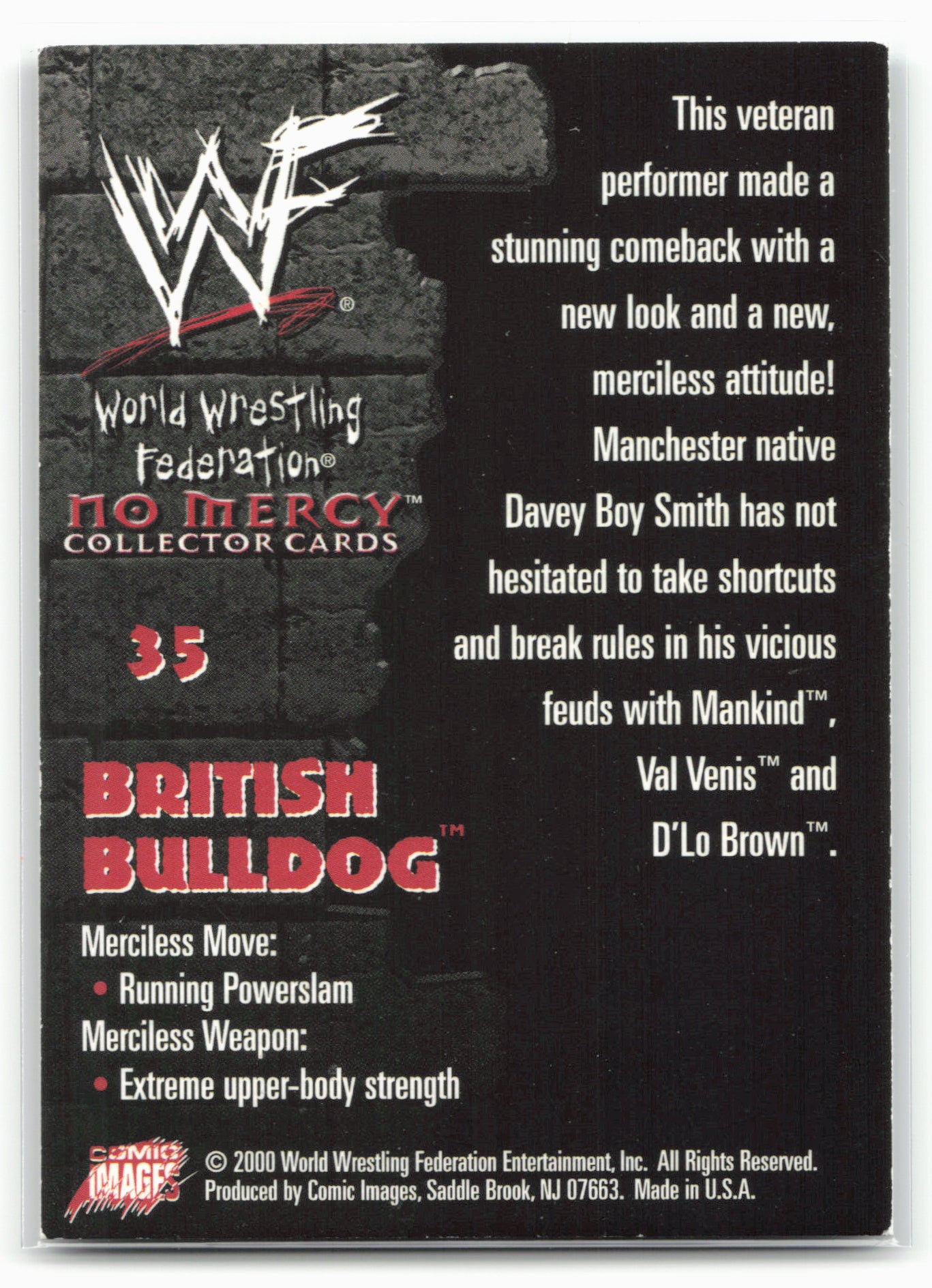 2000 Comic Images WWF No Mercy #35 British Bulldog