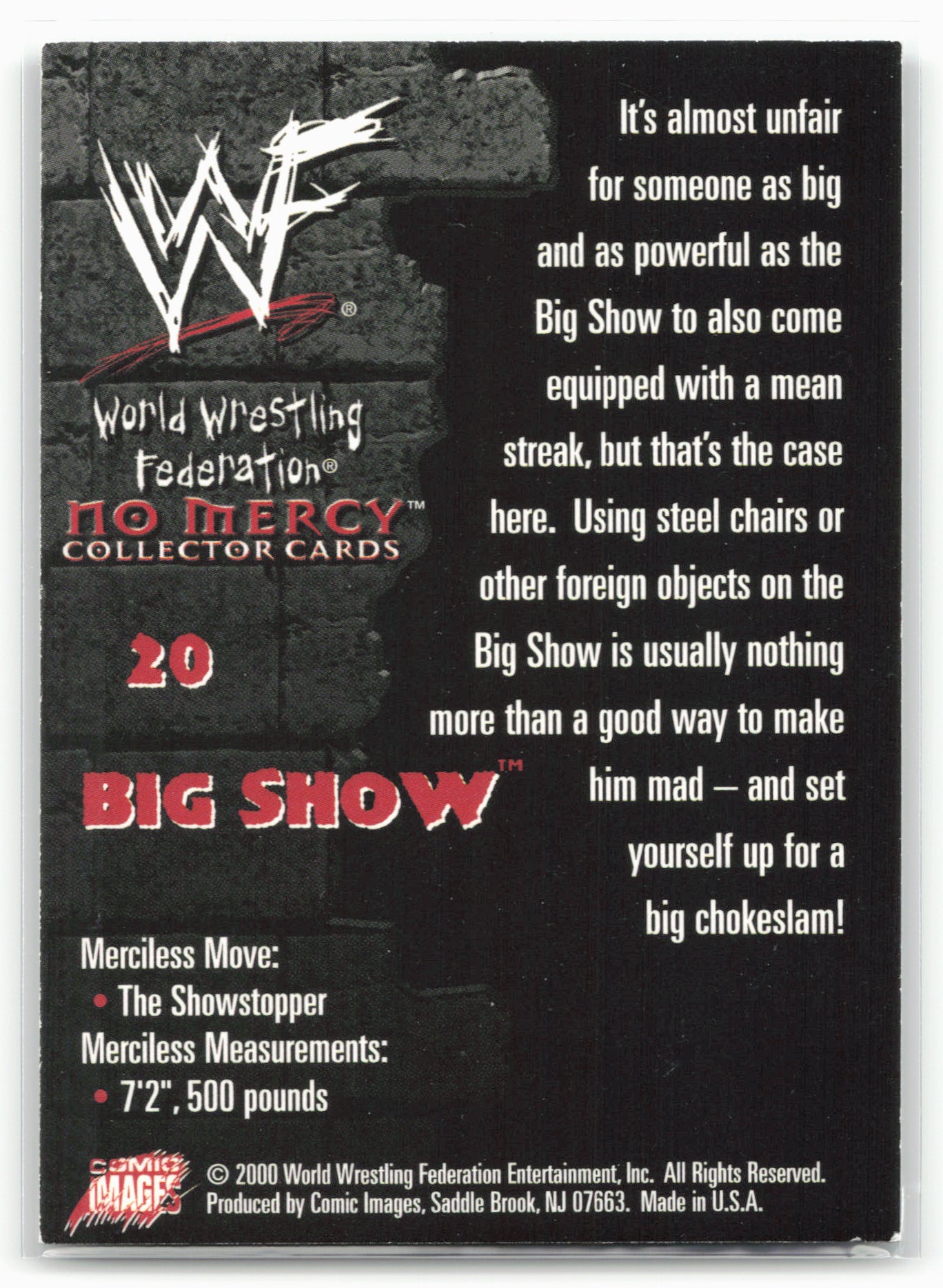 2000 Comic Images WWF No Mercy #20 The Big Show