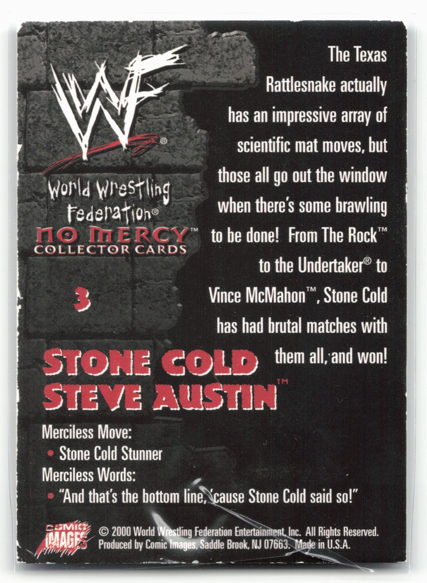 2000 Comic Images WWF No Mercy #3 Stone Cold Steve Austin