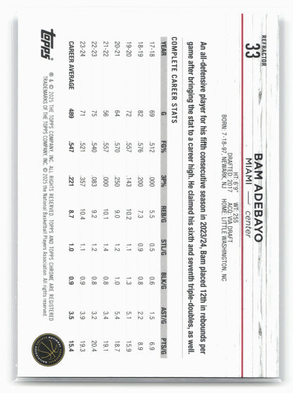 2024-25 Topps Chrome #33 Bam Adebayo Refractor 19201