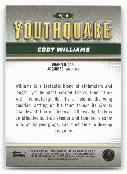 2024-25 Topps Chrome #YQ-8 Cody Williams YouthQuake 19202