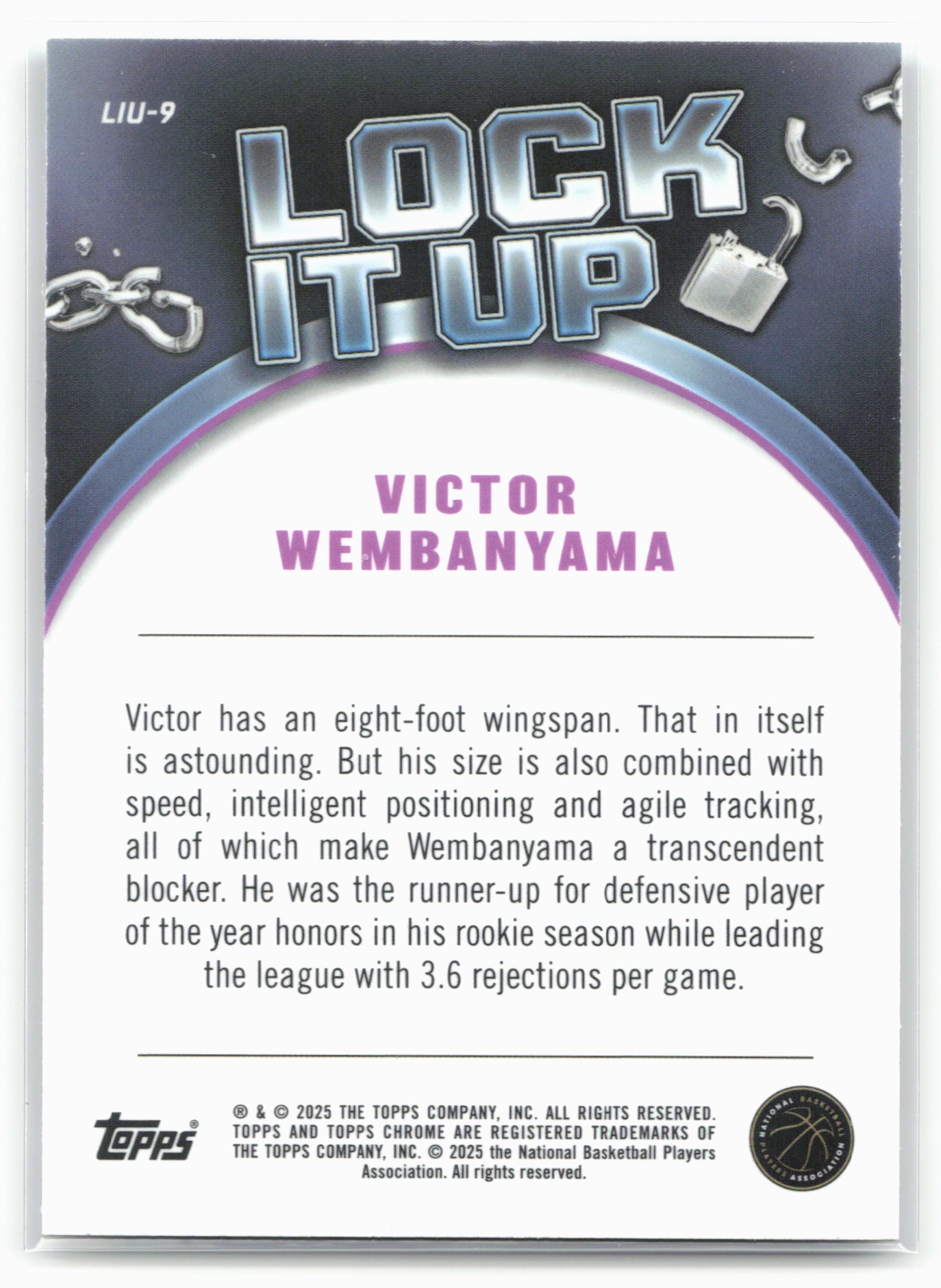 2024-25 Topps Chrome #LIU-9 Victor Wembanyama Lock It Up 19206