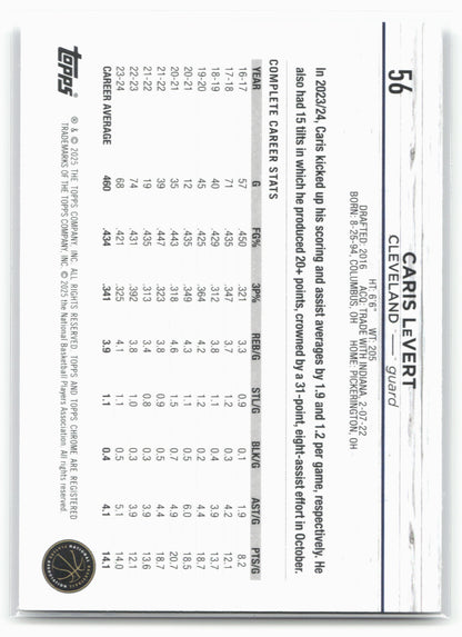 2024-25 Topps Chrome #56 Caris LeVert Prism Refractor 19210