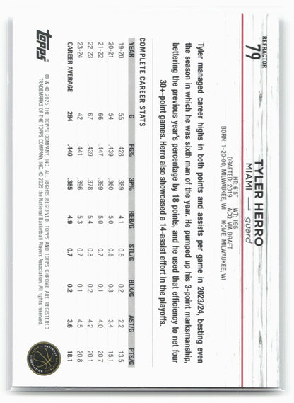 2024-25 Topps Chrome #79 Tyler Herro Refractor 19214