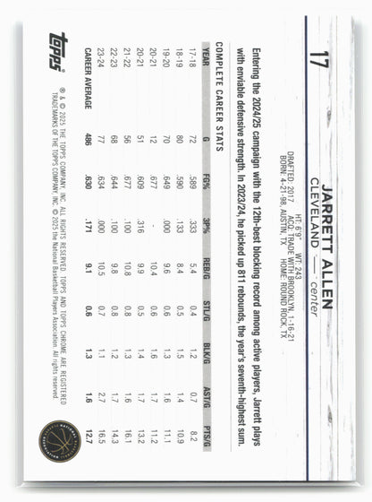 2024-25 Topps Chrome #17 Jarrett Allen Gold Refractor 19222