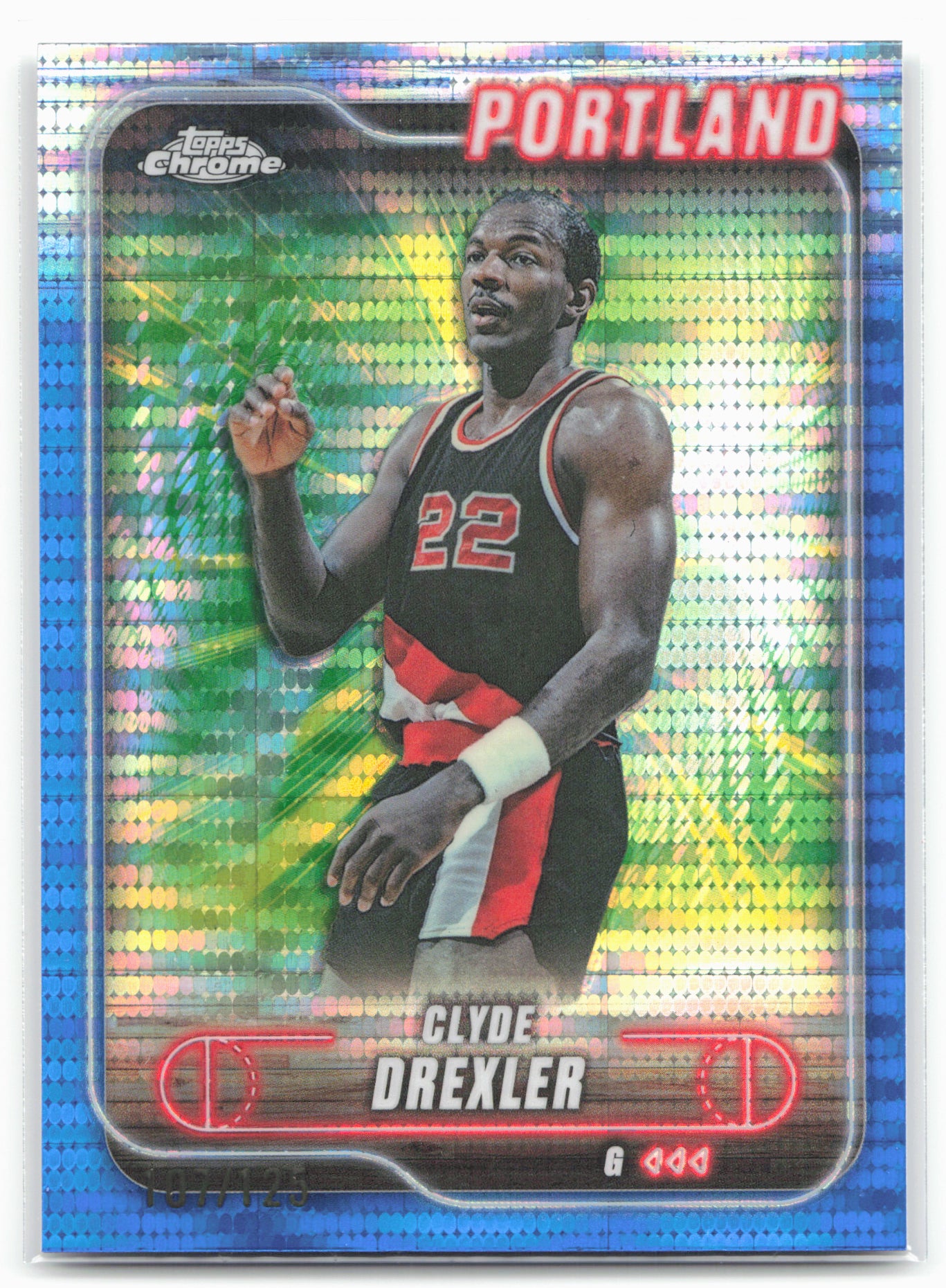 2024-25 Topps Chrome #30 Clyde Drexler Blue Sonar Refractor 19224