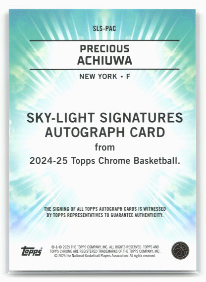 2024-25 Topps Chrome #SLS-PAC Precious Achiuwa Sky-Light Gold Refractor #/50