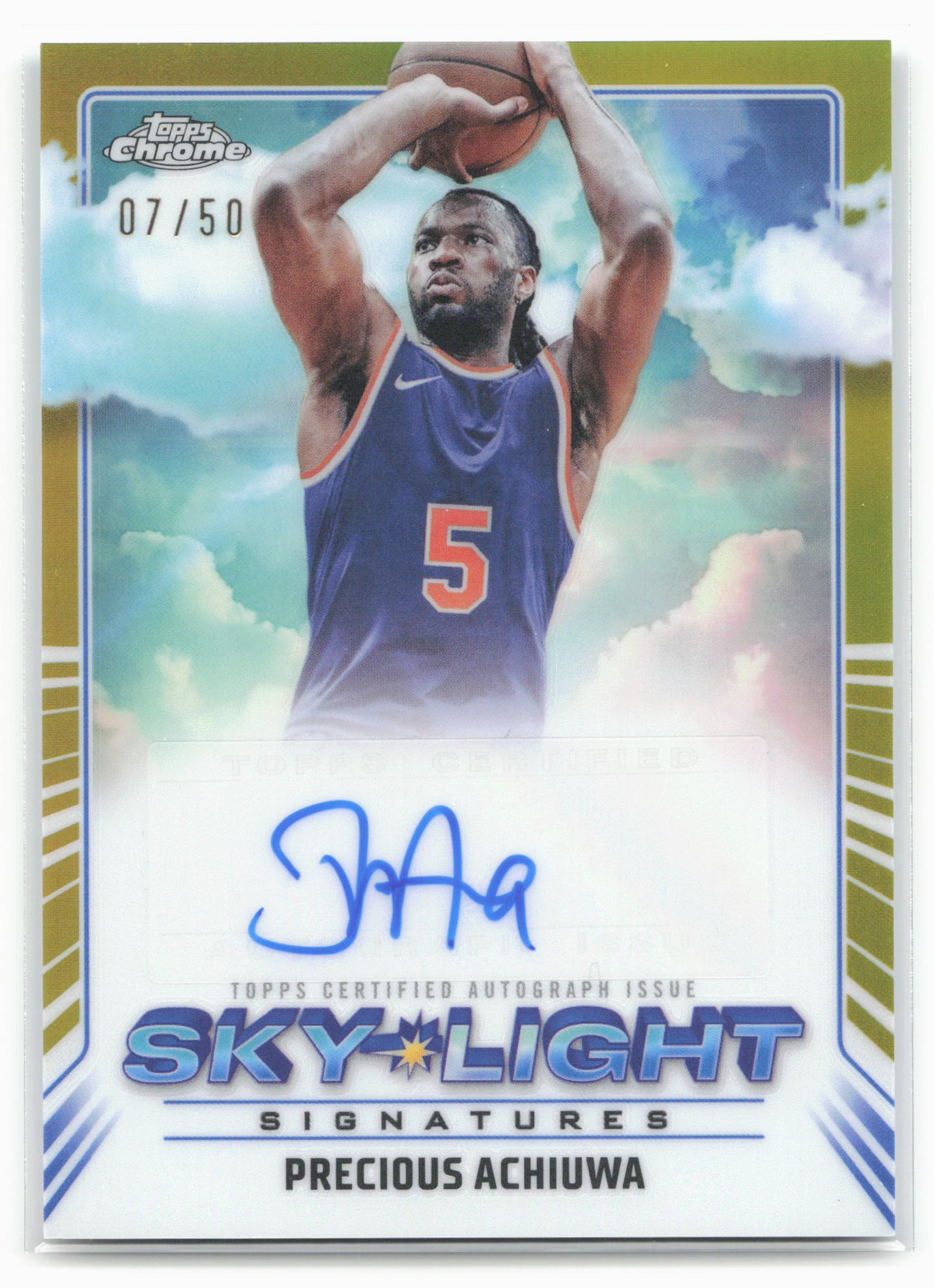 2024-25 Topps Chrome #SLS-PAC Precious Achiuwa Sky-Light Gold Refractor #/50