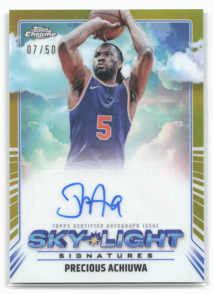 2024-25 Topps Chrome #SLS-PAC Precious Achiuwa Sky-Light Gold Refractor #/50