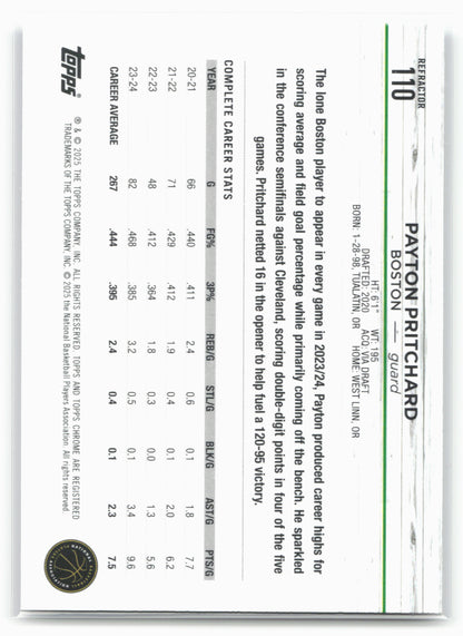 2024-25 Topps Chrome #110 Payton Pritchard Refractor 19229