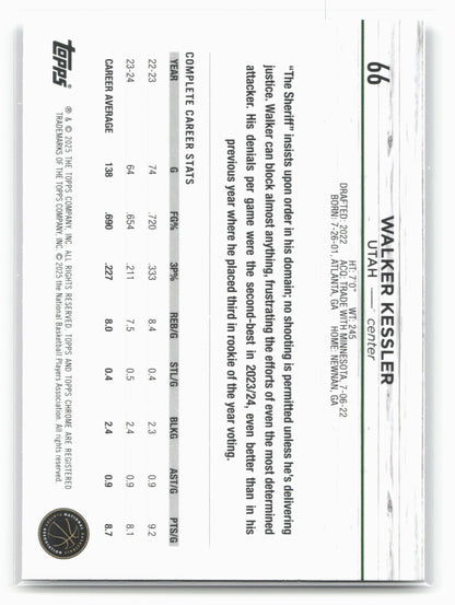 2024-25 Topps Chrome #66 Walker Kessler Negative Refractor 19232