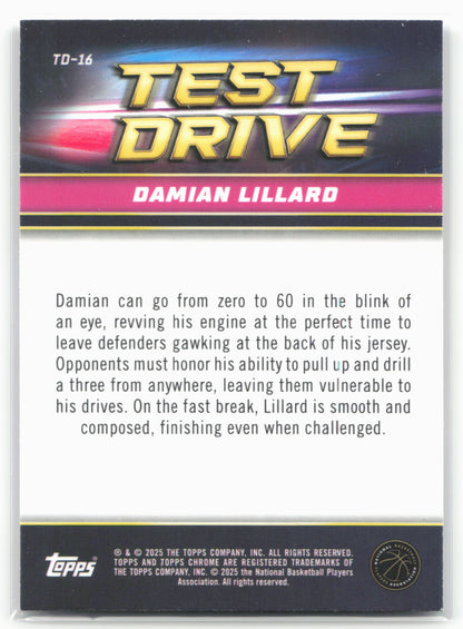 2024-25 Topps Chrome #TD-16 Damian Lillard Test Drive 19233