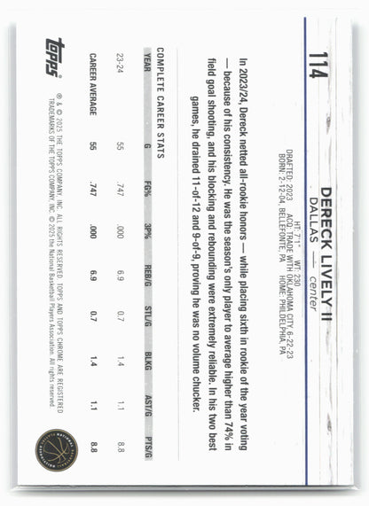 2024-25 Topps Chrome #114 Dereck Lively II Prism Refractor 19234
