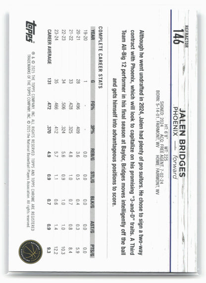 2024-25 Topps Chrome #146 Jalen Bridges Refractor 19235