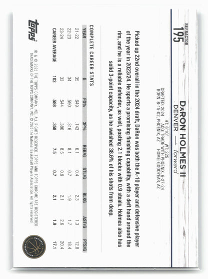 2024-25 Topps Chrome #195 DaRon Holmes II Refractor 19240