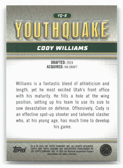 2024-25 Topps Chrome #YQ-8 Cody Williams YouthQuake 19245
