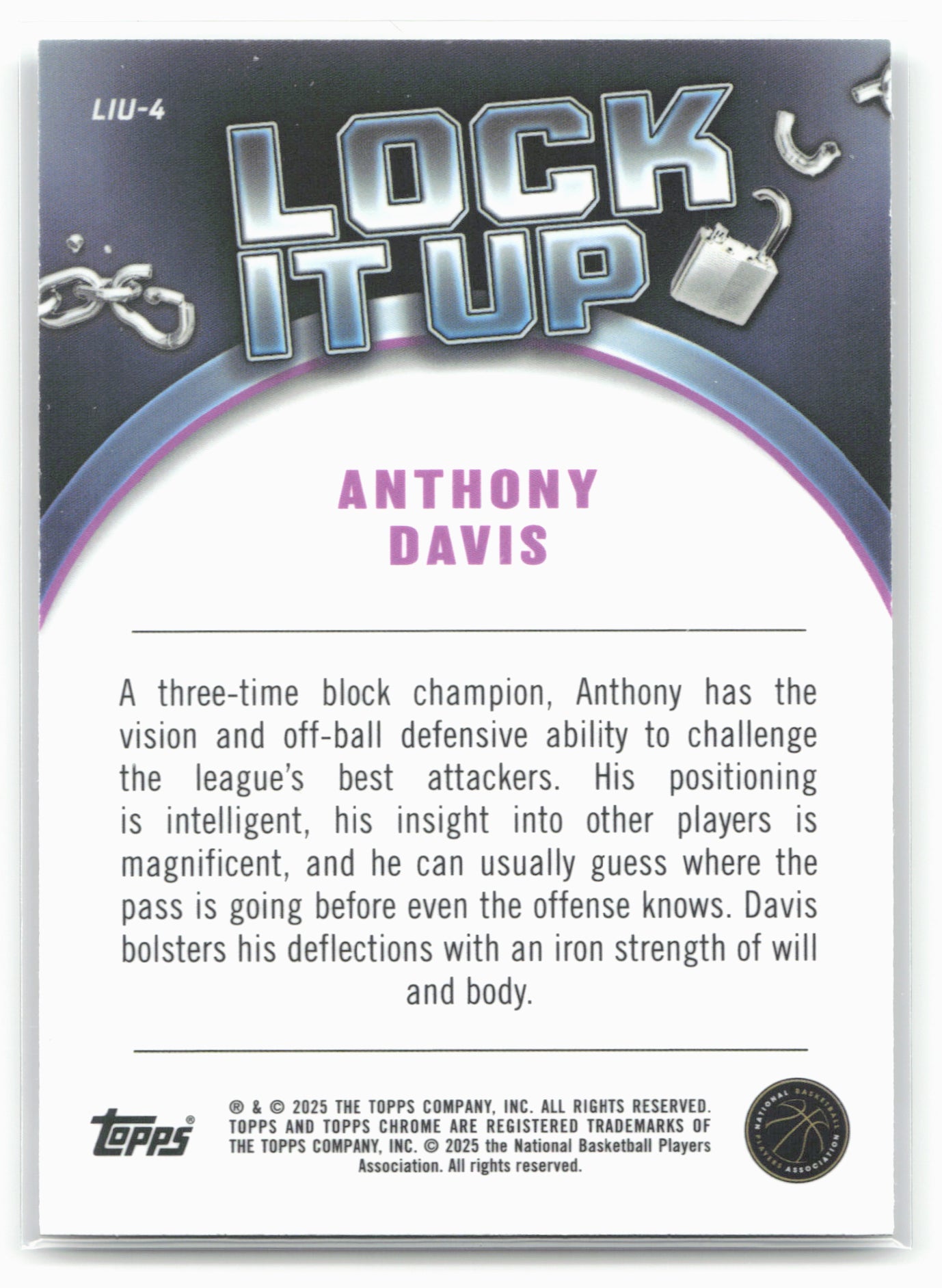 2024-25 Topps Chrome #LIU-4 Anthony Davis Lock It Up 19248