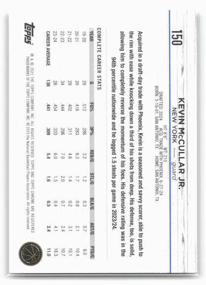 2024-25 Topps Chrome #150 Kevin McCullar Jr. Magenta Refractor 19249
