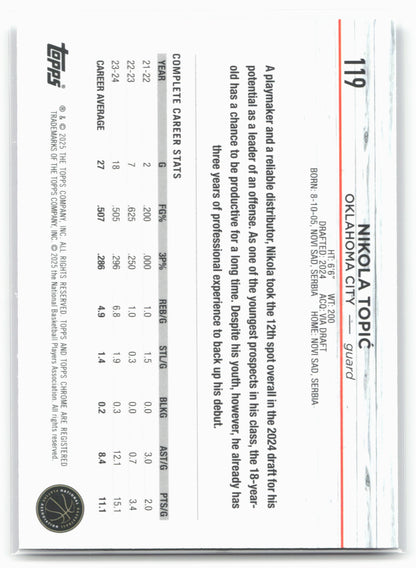 2024-25 Topps Chrome #119 Nikola Topić Purple Refractor 19258