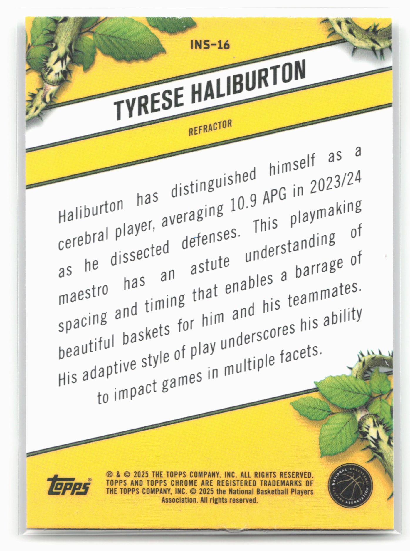 2024-25 Topps Chrome #INS-16 Tyrese Haliburton Instinct Refractor 19260