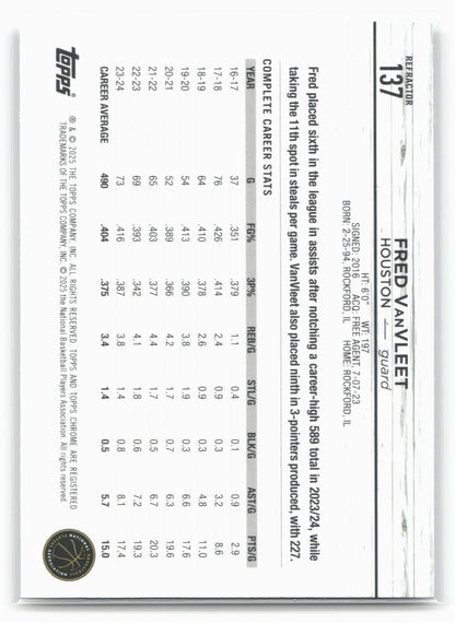 2024-25 Topps Chrome #137 Fred VanVleet Refractor 19261