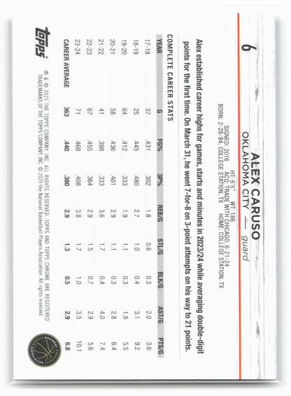 2024-25 Topps Chrome #6 Alex Caruso Prism Refractor 19263