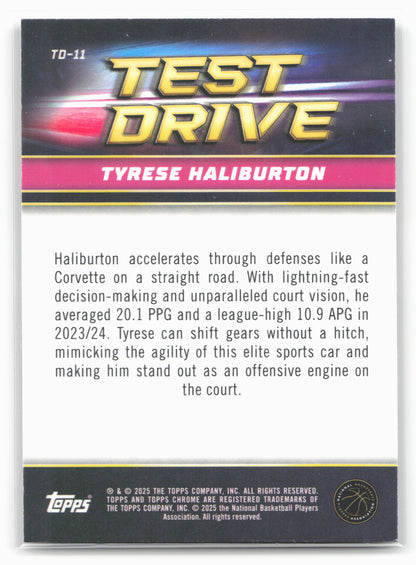 2024-25 Topps Chrome #TD-11 Tyrese Haliburton Test Drive 19266