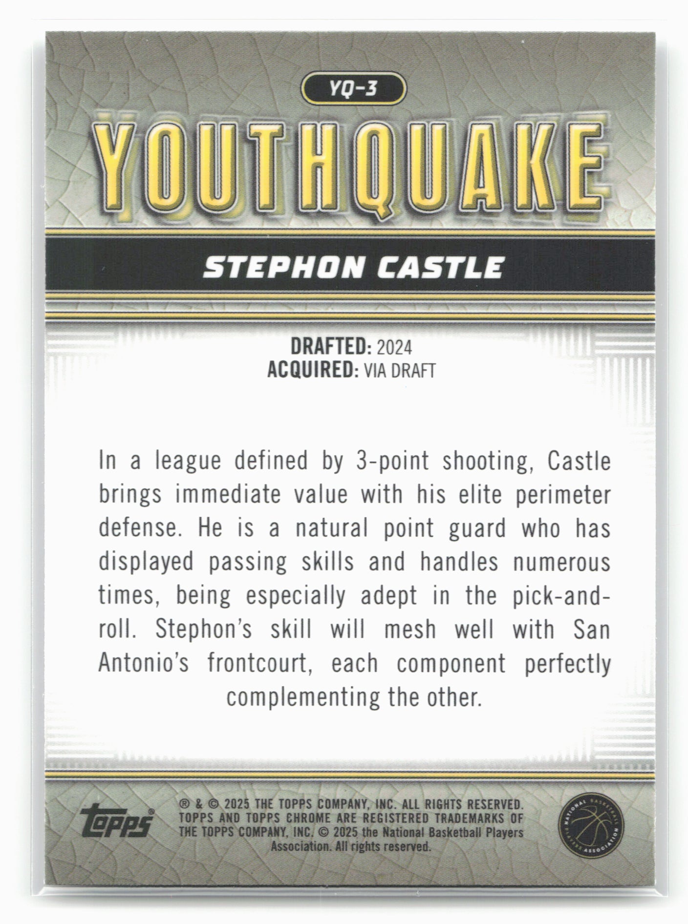 2024-25 Topps Chrome #YQ-3 Stephon Castle YouthQuake 19267