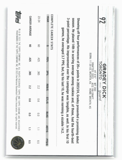 2024-25 Topps Chrome #92 Gradey Dick Purple Refractor 19271