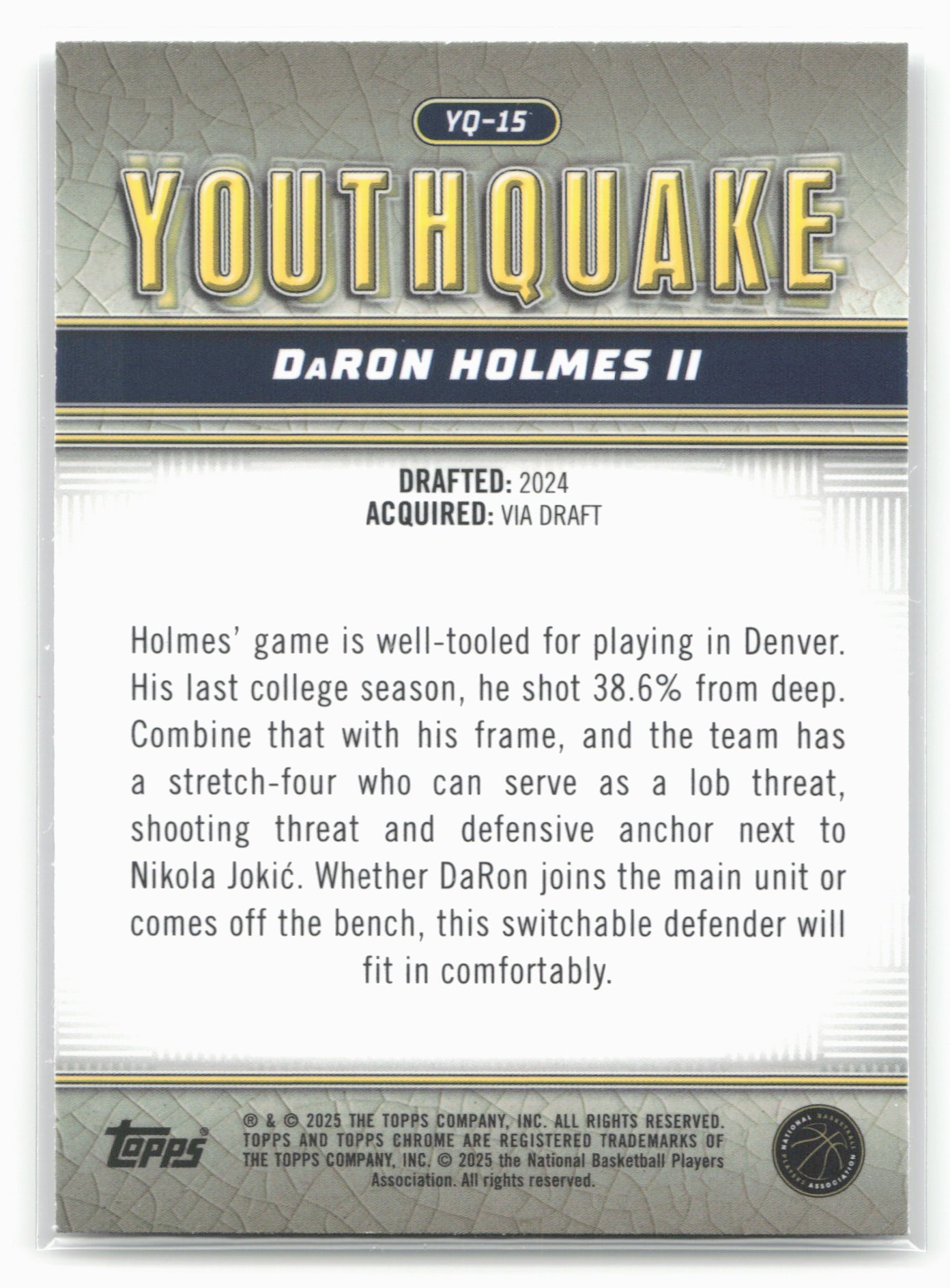 2024-25 Topps Chrome #YQ-15 DaRon Holmes II YouthQuake 19272
