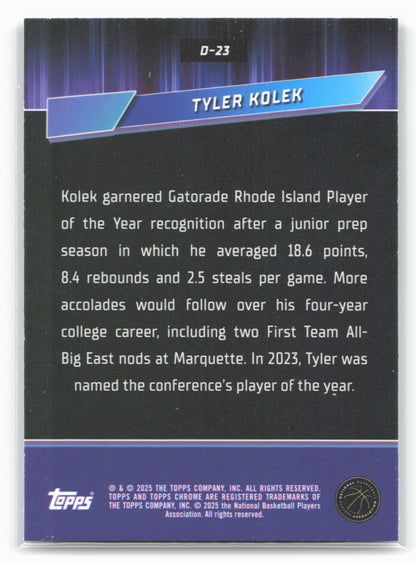 2024-25 Topps Chrome #D-23 Tyler Kolek Destiny 19273