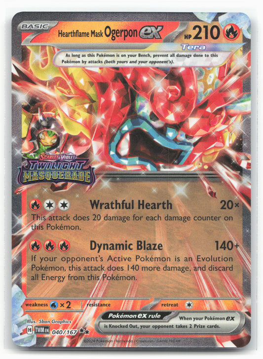 Twilight Masquerade #040/167 Hearthflame Mask Ogerpon ex Holo Stamped 19430