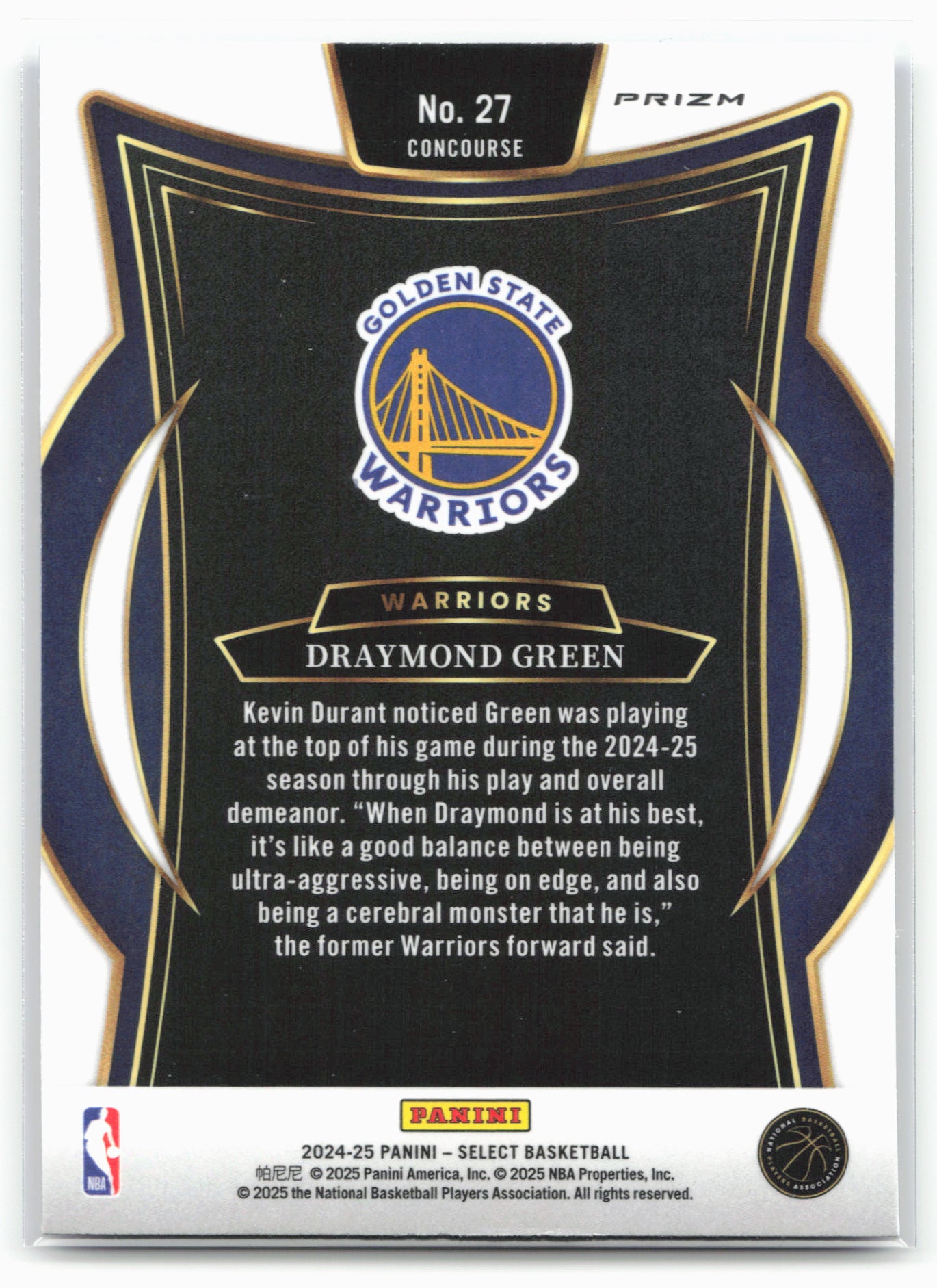 2024-25 Panini Select #27 Draymond Green Blue Cracked Ice Prizm