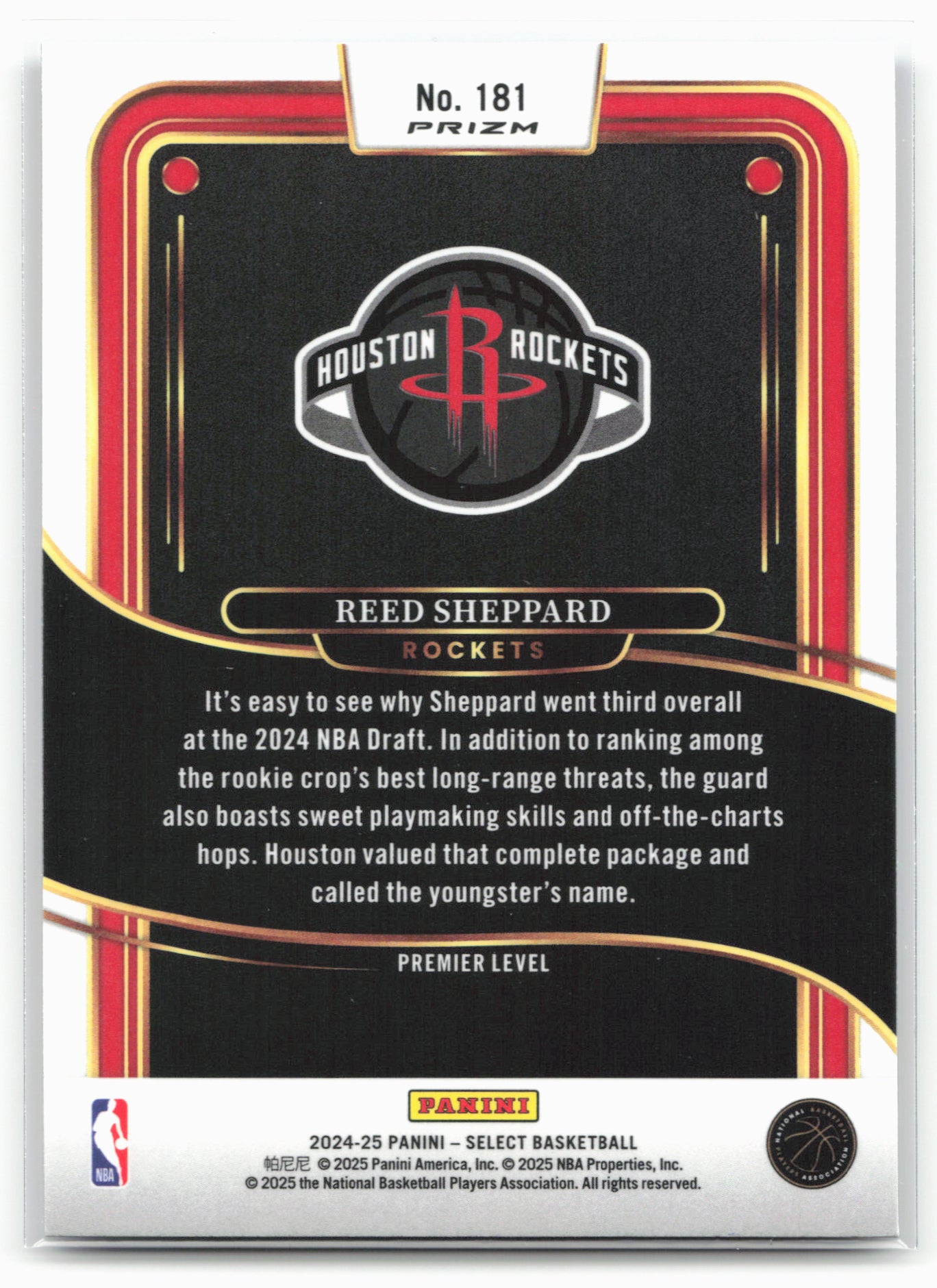 2024-25 Panini Select #181 Reed Sheppard Blue (Retail)