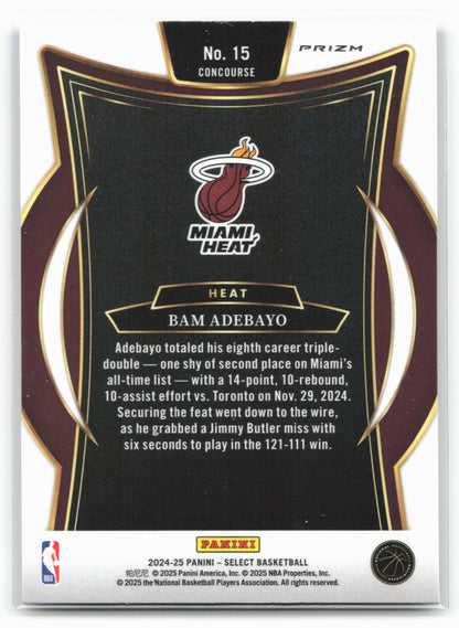 2024-25 Panini Select #15 Bam Adebayo Blue Cracked Ice Prizm