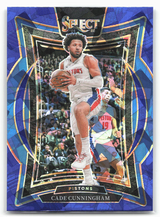 2024-25 Panini Select #65 Cade Cunningham Blue Cracked Ice Prizm